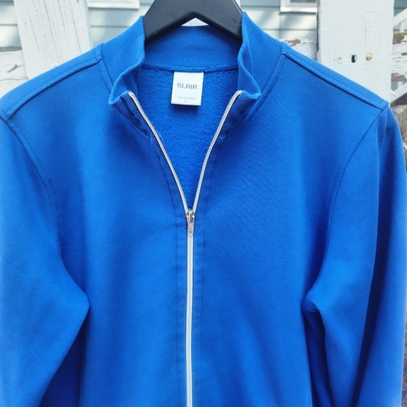Blair Sweatshirt Fleece Lined Blue Zip-Up Jacket size Women's Large EUC - Picture 4 of 6